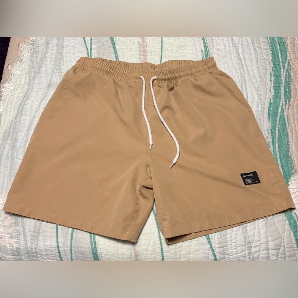Tan Polyester Shorts